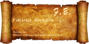 Fabinyi Borbála névjegykártya